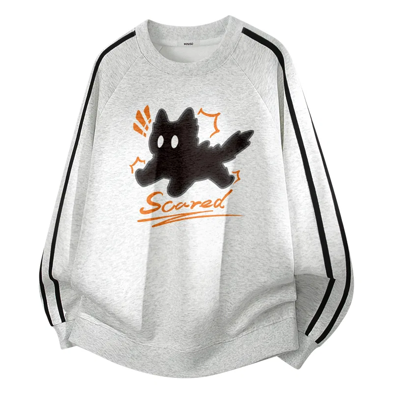 Детский свитшот с принтом Scary Black Cat MINISO, Dark Gray — фото 3