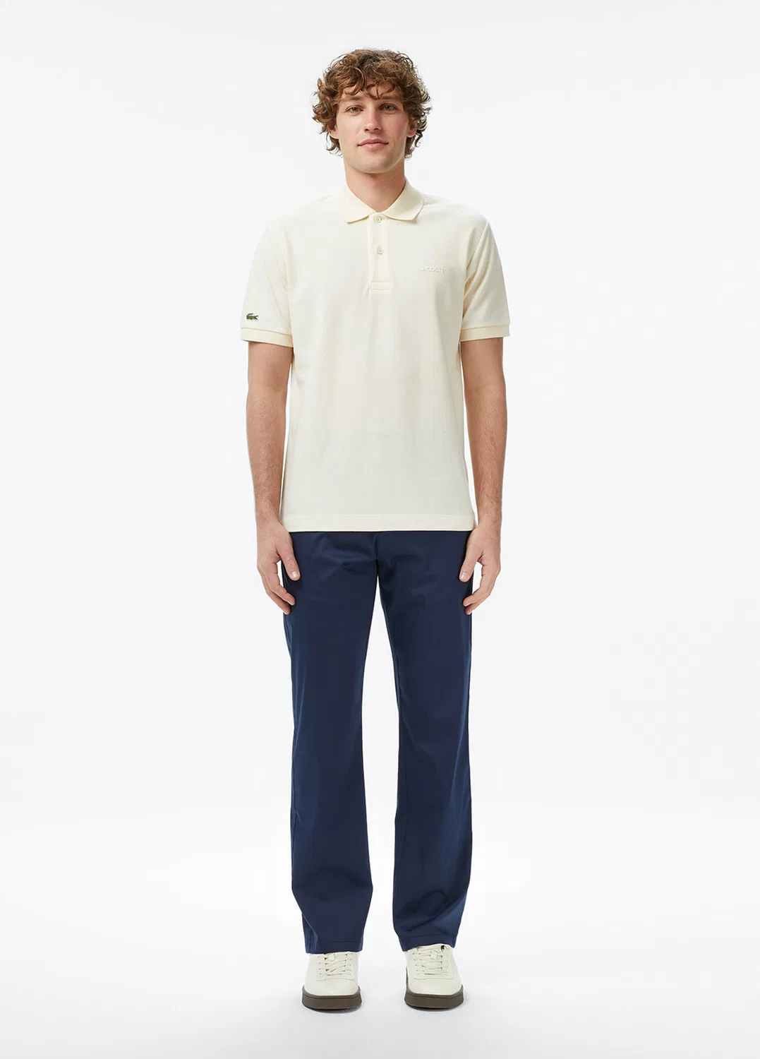 Поло Lacoste Relaxed Fit, кремовый — фото 4