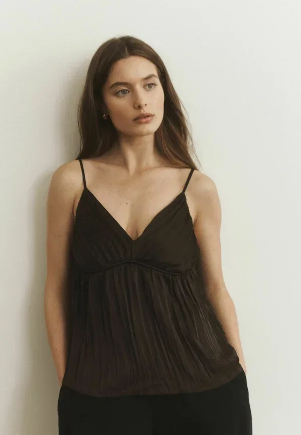 Топ с открытой спиной Regular Fit Channel Detail Cami Top Next, Chocolate Brown, коричневый/шоколадный