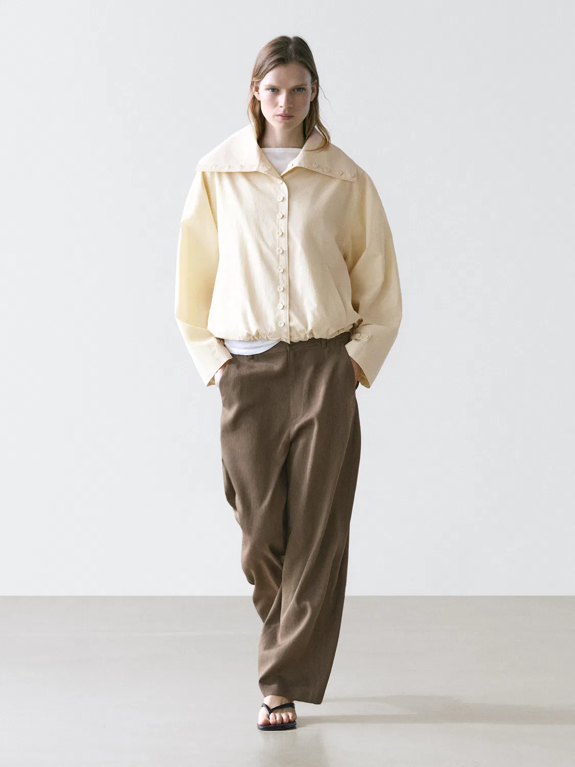 Свободные брюки с эластичным поясом Massimo Dutti, темно-зеленый