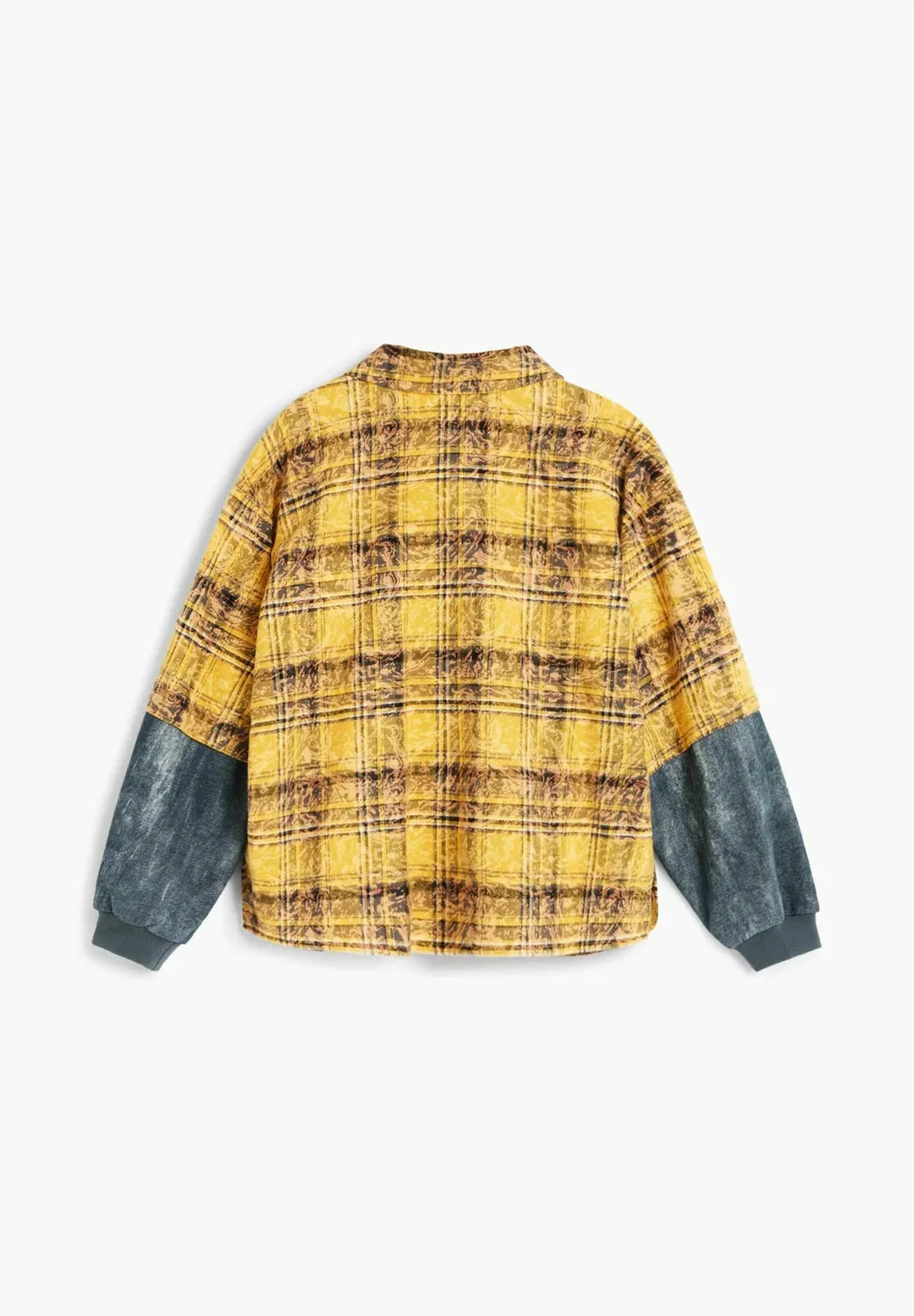 Рубашка в клетку с контрастными рукавами - рубашка Desigual, Yellow — фото 3