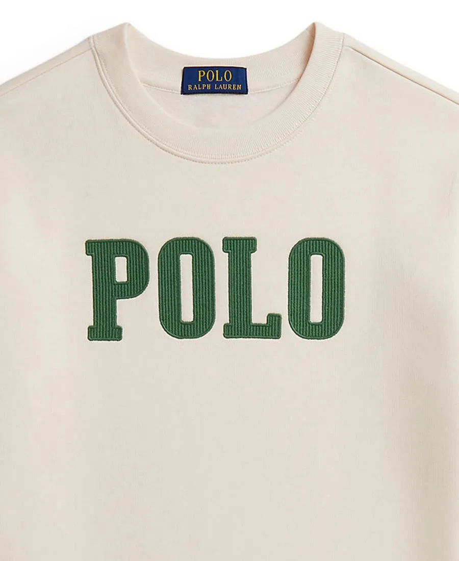 Детский свитшот из футера с вышивкой логотипа Polo Ralph Lauren, Estate Cream — фото 3
