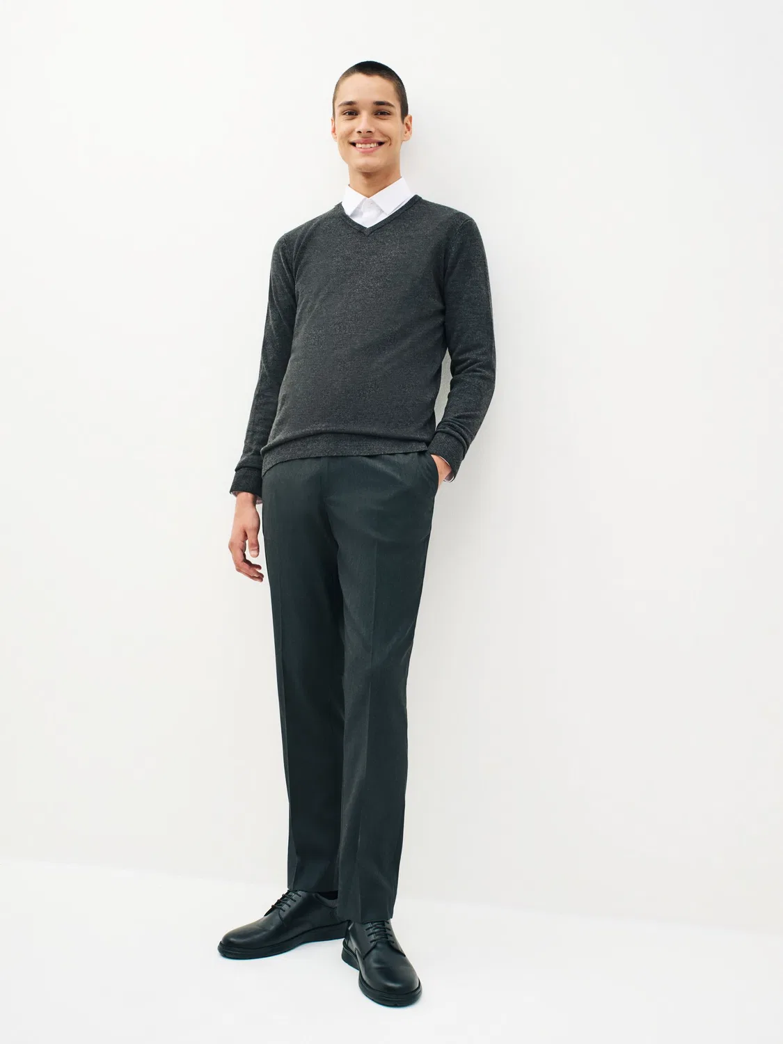 Брюки классические Tailored Fit Stretch Next, угольно-серый — фото 2