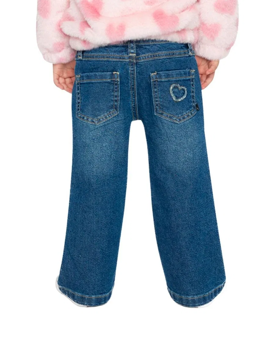 Джинсы клеш с сердцем и цветочной вышивкой Deux par Deux, Navy Blue Denim — фото 4