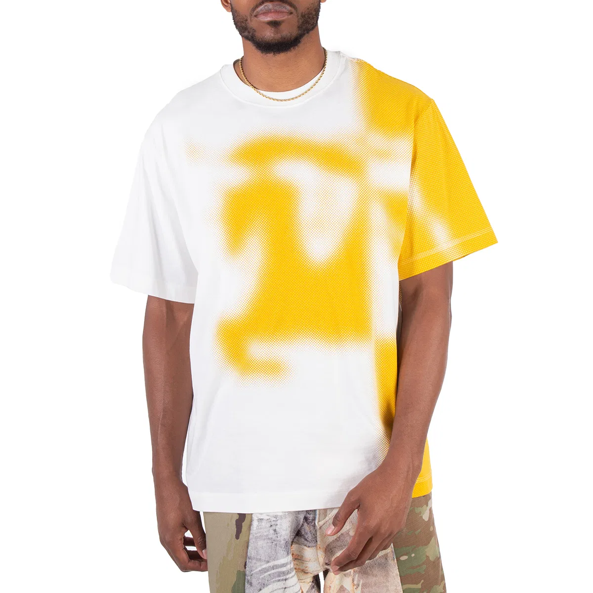 Футболка хлопковая с двухцветным дизайном Ekd Two-Tone Crew Neck Cotton T-Shirt Burberry, Salt