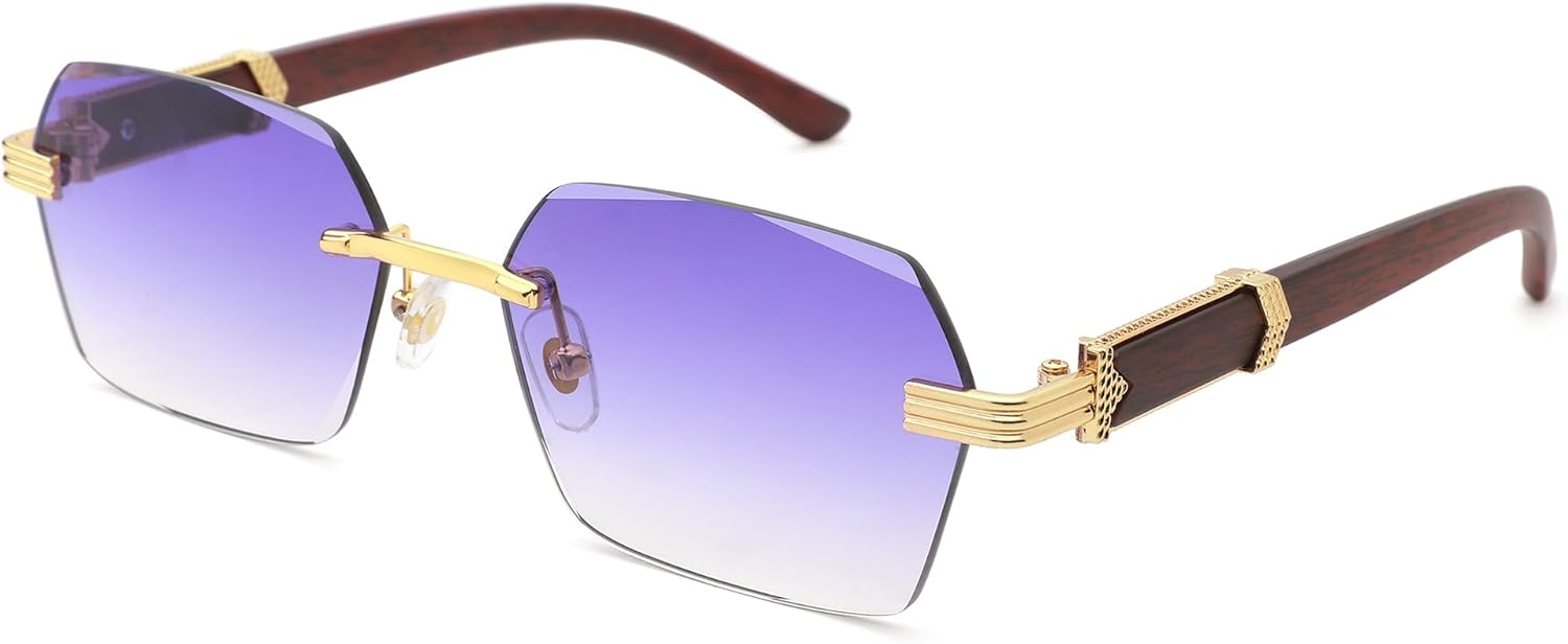 

Солнцезащитные очки Hycredi без оправы, прямоугольной формы, для мужчин и женщин, в стиле ретро, ​​без оправы, квадратной формы, солнцезащитные очки в стиле Y2k, тонированные очки, C8 * Gradient Purple