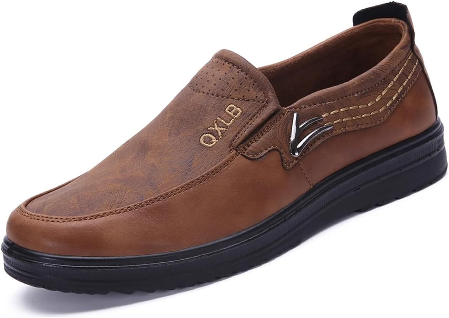 

Мужские повседневные лоферы Удобные слипоны Модные легкие кожаные туфли Для улицы Противоскользящие С круглым носком и прогулок Плоские ортопедические туфли для мужчин Generic, коричневый