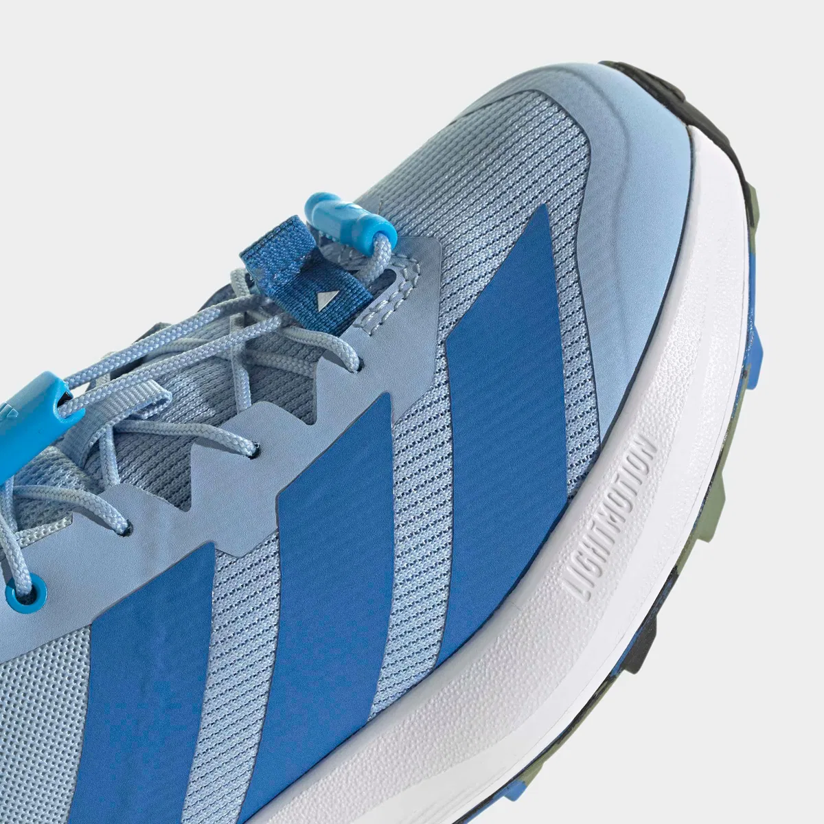 Детские кроссовки для мальчиков с шнуровкой-молнией Adidas Terrex Agravic Shoe Little Kids, Glow Blue/Ray Blue/Tent Green — фото 4
