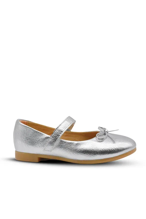 Детские балетки для девочек с липучкой Jessica Kids A More, Silver