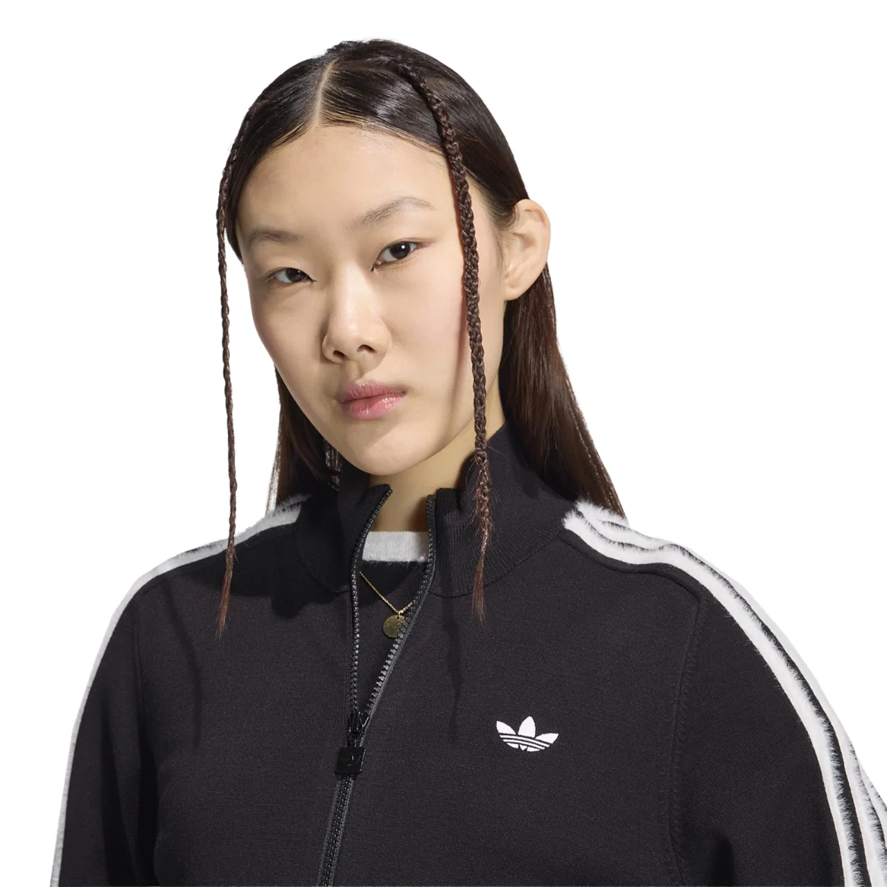 Женская куртка из трикотажа с принтом Firebird Knit Track Top adidas, Black/White — фото 3