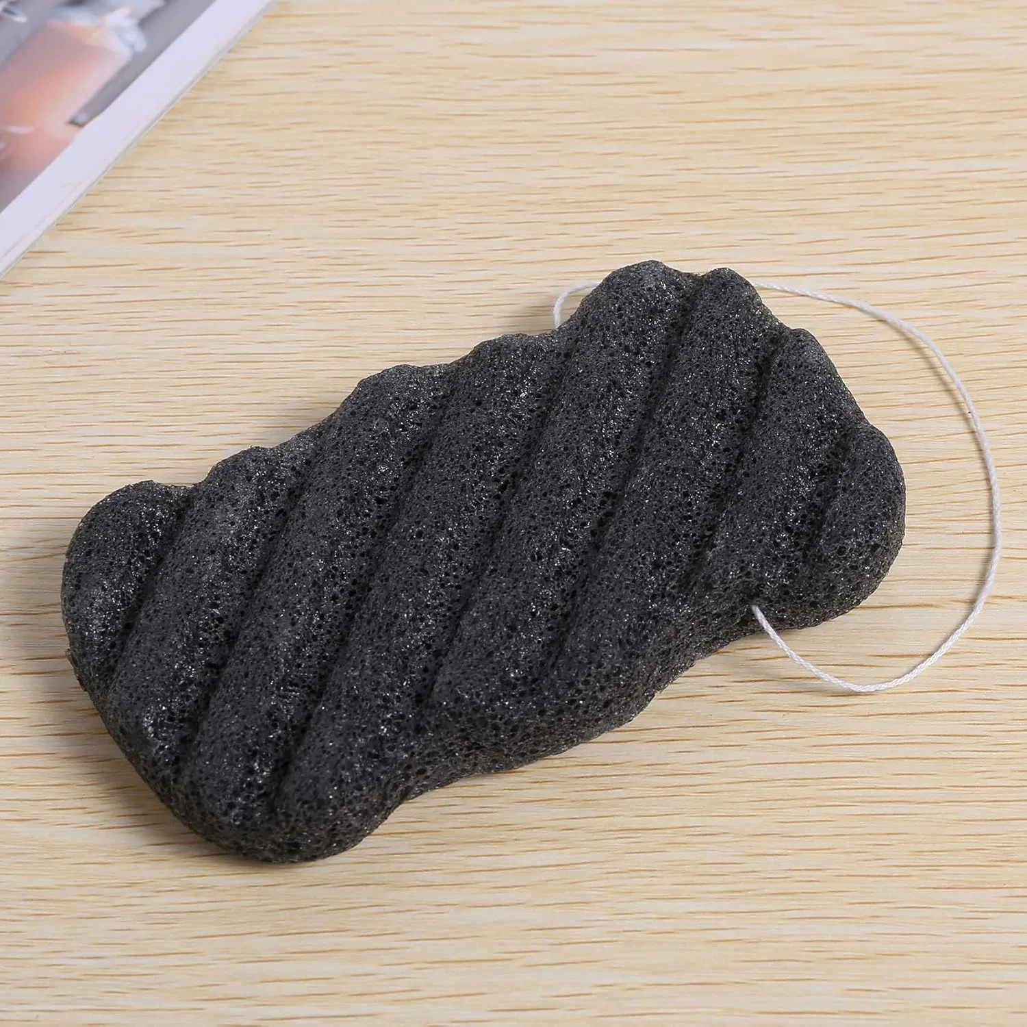Конжаковая губка с активированным углем Uinfhyknd, 2 шт, 13x7x5 см, Carbon — фото 3