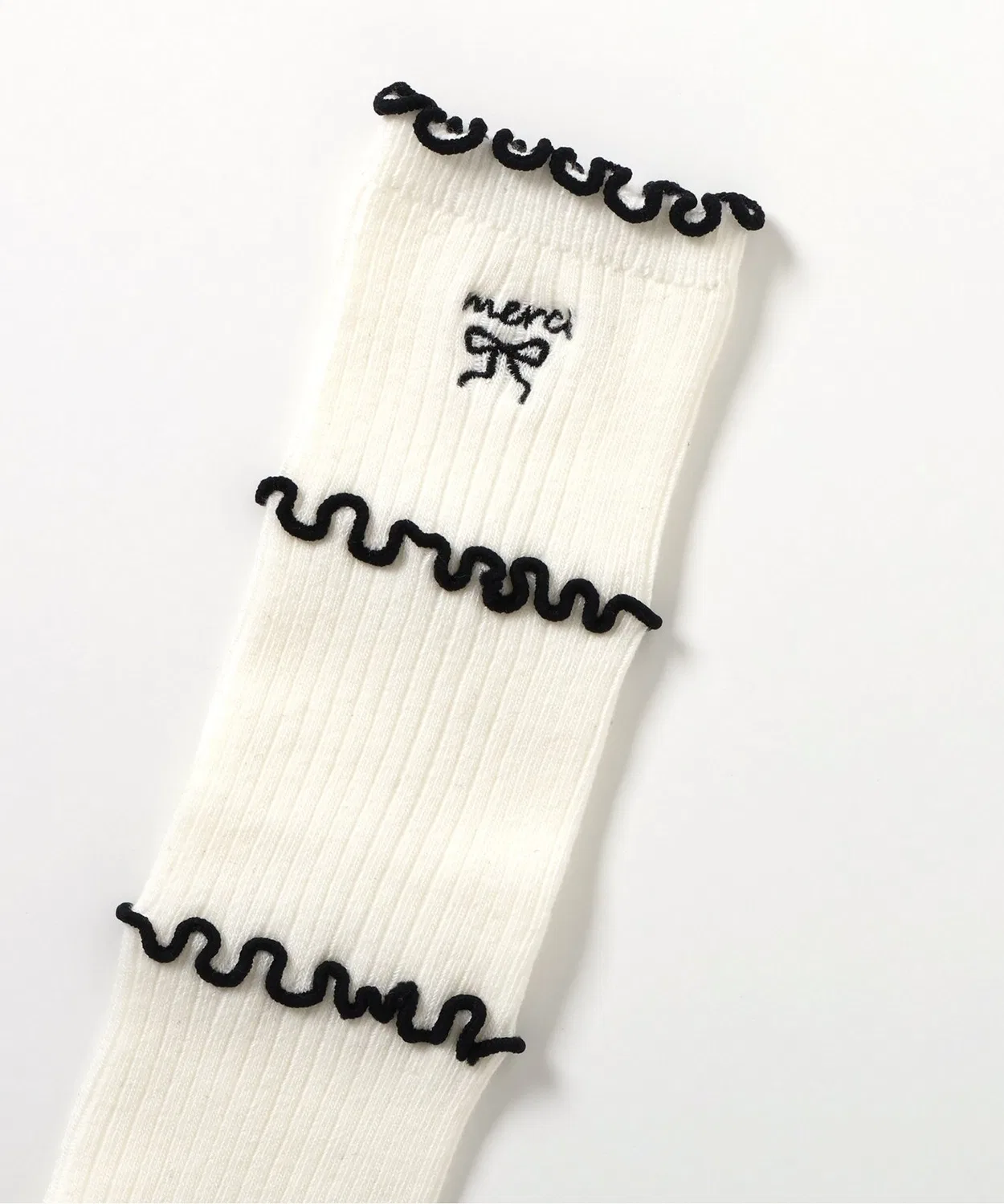 Детские носки с рюшами и вышивкой, модель Mellow High Socks, apres les cours, Beige — фото 3