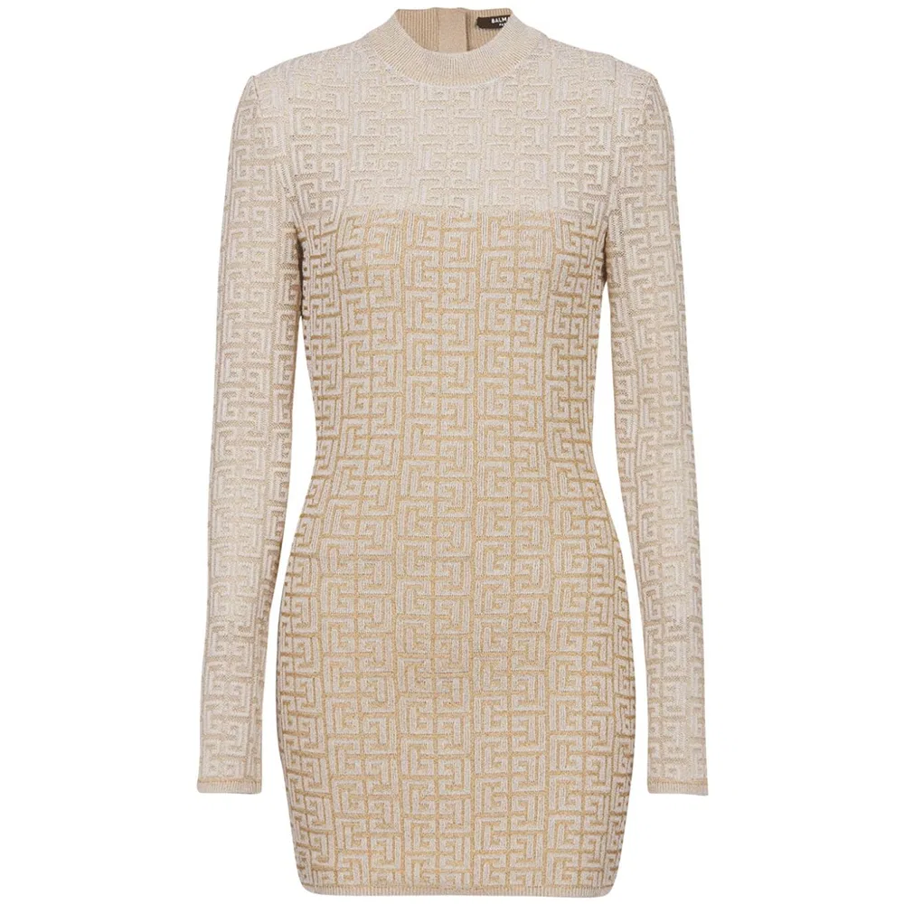 Платье длинное трикотажное Labyrinth, BALMAIN, Beige