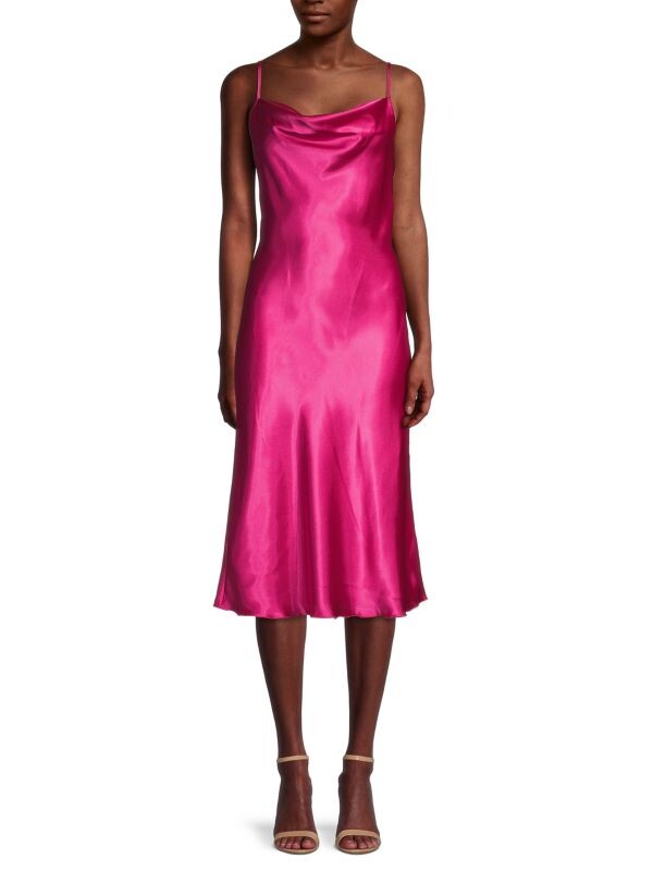 

Однотонное атласное платье-комбинация по косой Bebe Fuchsia