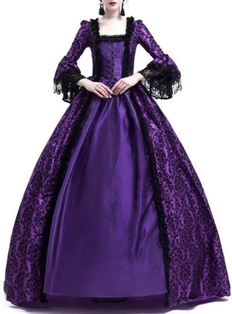 Женское платье-туника с кружевными рукавами-фонариками Victorian Rococo, Purple — фото 2