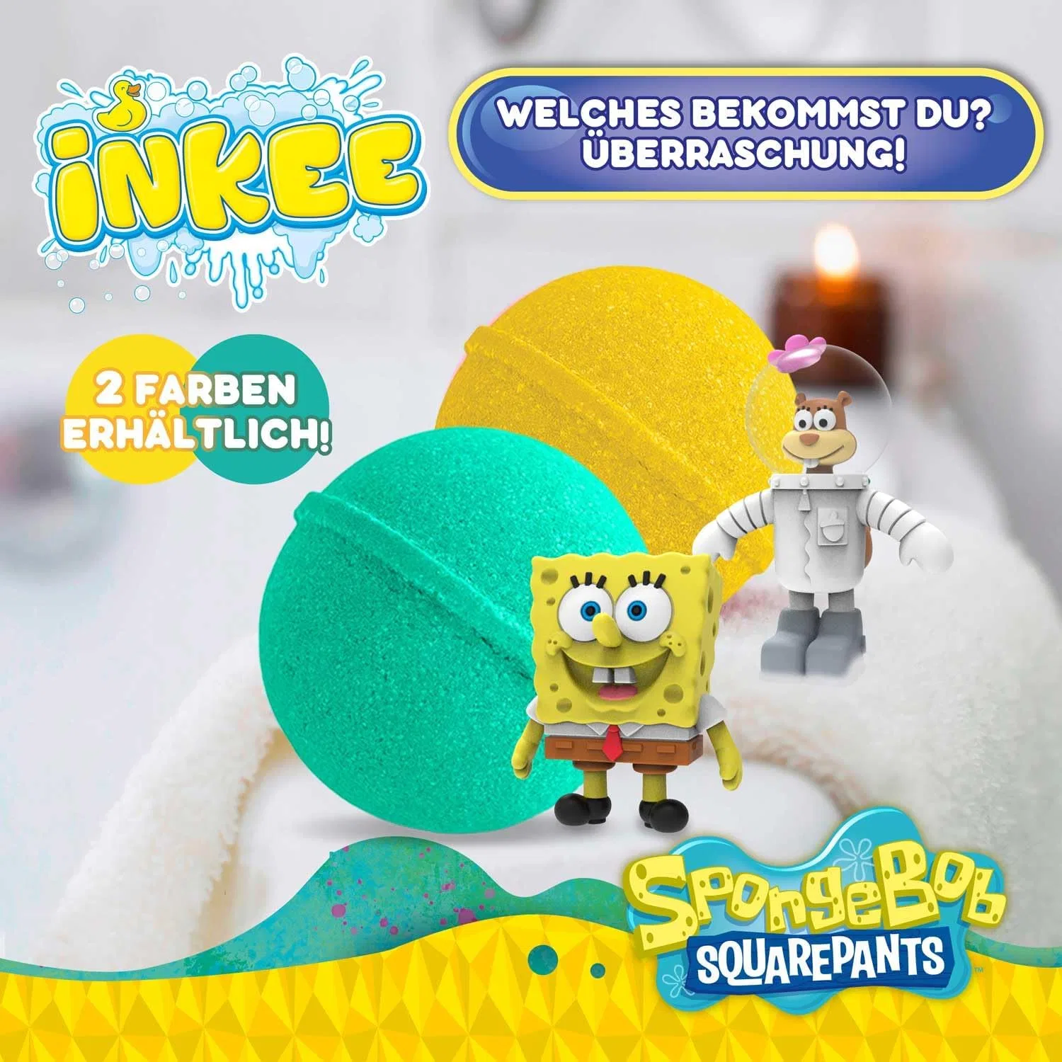 Бомбочка для ванны с сюрпризом SpongeBob, INKEE, 80 г, Burgergummi — фото 2