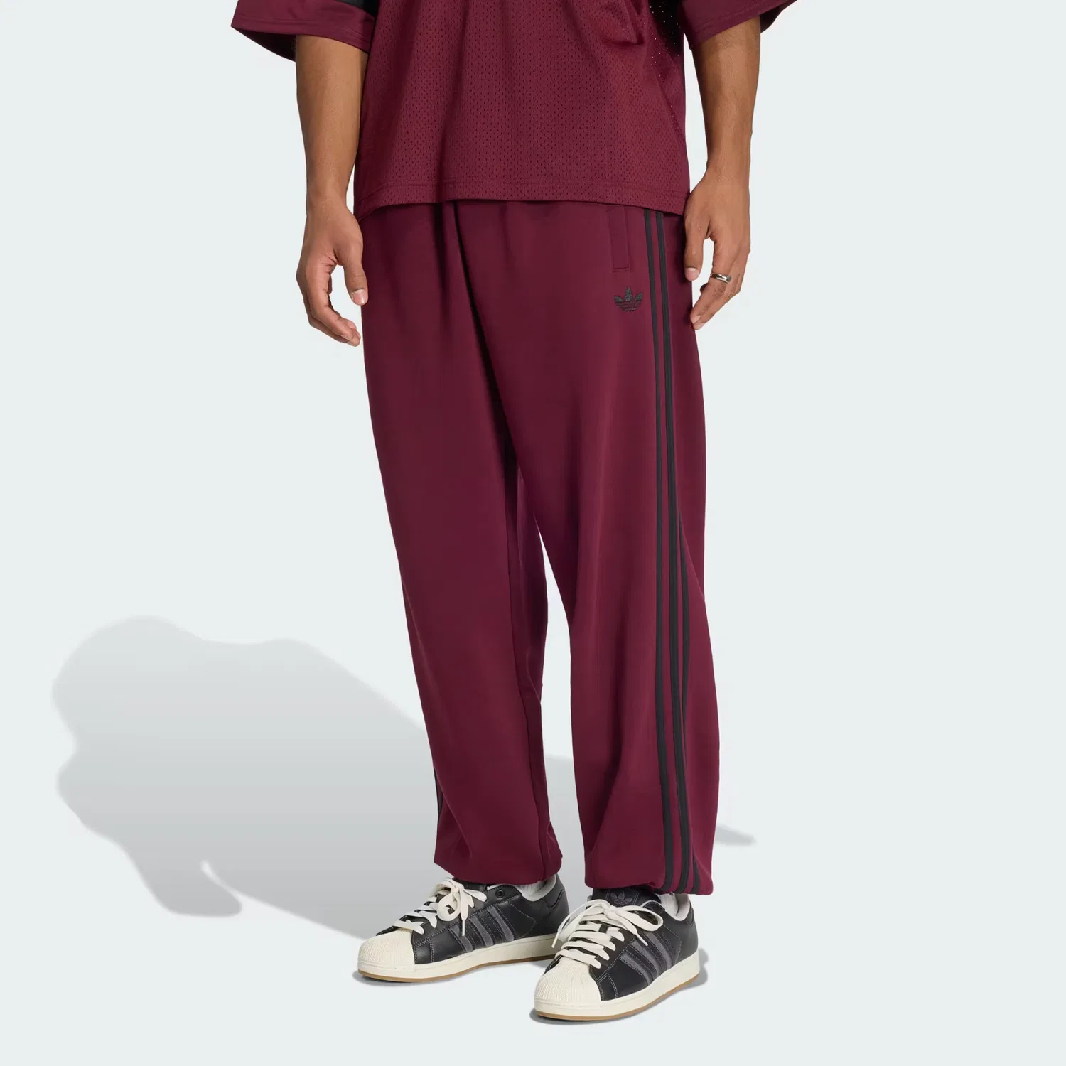 Мужские спортивные штаны свободного кроя с манжетами Adicolor 3-Stripes Cuffed Adidas Originals, бордовый