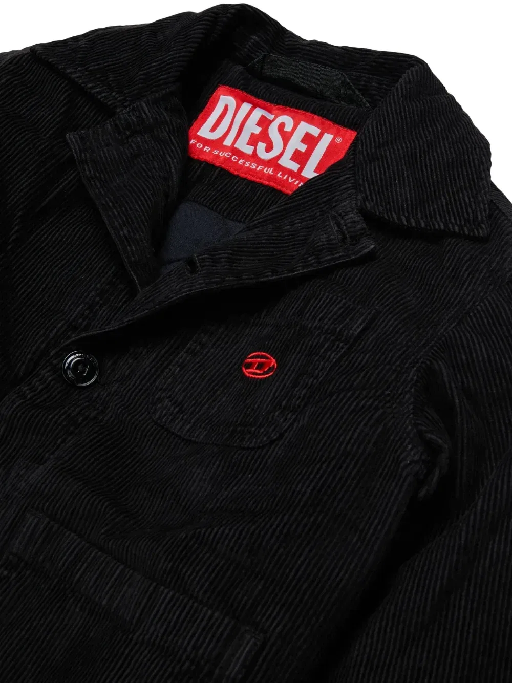 Вельветовая куртка с вышитым логотипом Diesel Kids, черный — фото 3