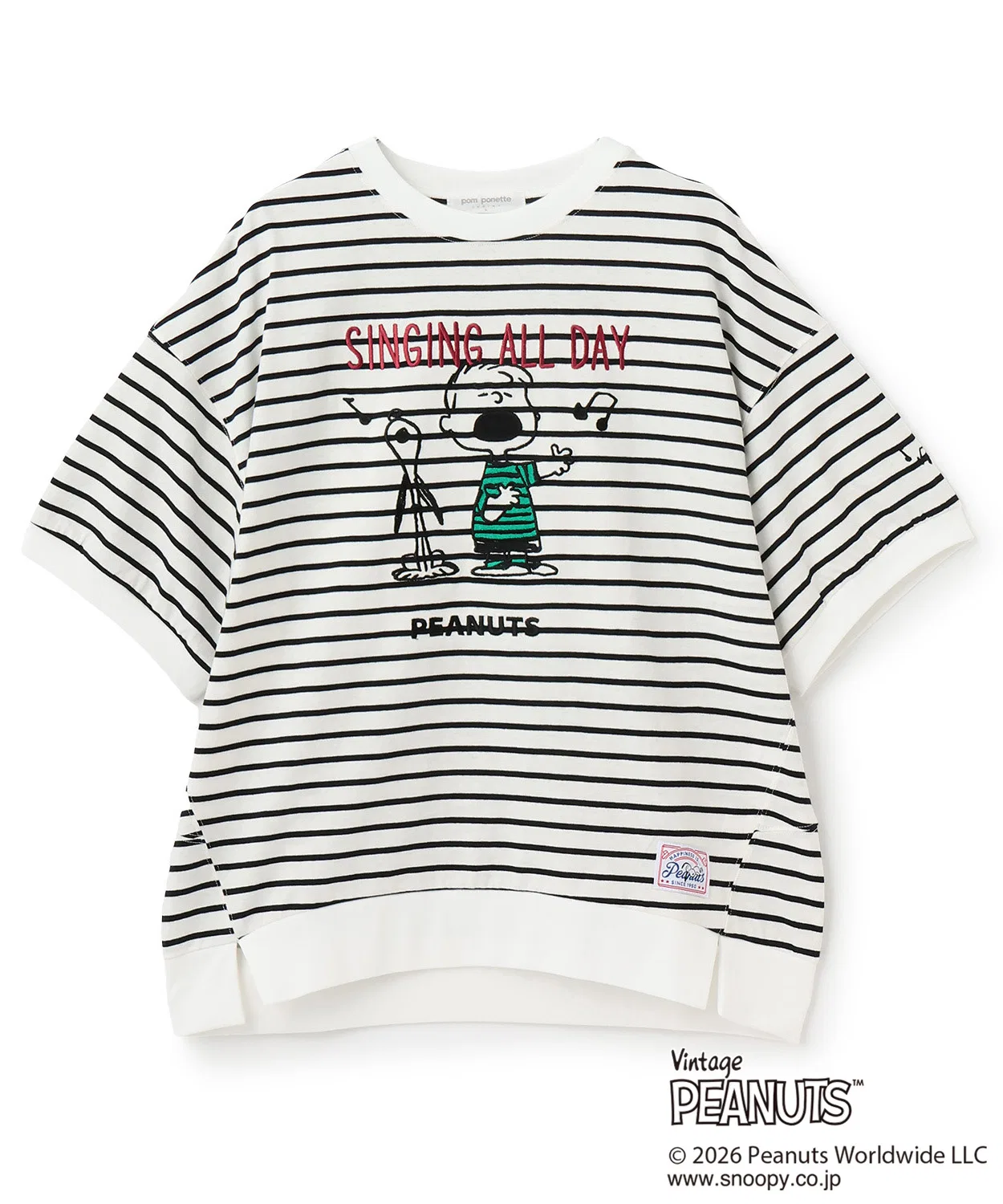 Детская футболка с принтом Peanuts Off-Beat Pullover, pom ponette junior, Colorful