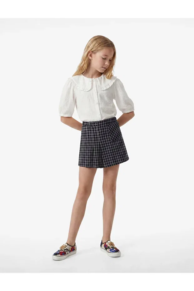 Детские шорты для девочек плиссированные Koton, Navy Blue Plaid — фото 2