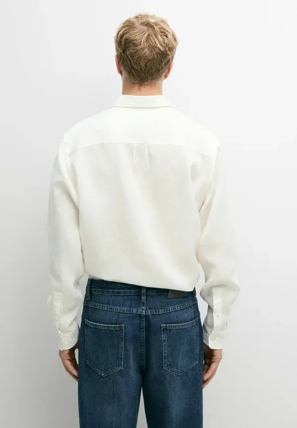 Рубашка из льна Plain Massimo Dutti, beige, бежевый — фото 3