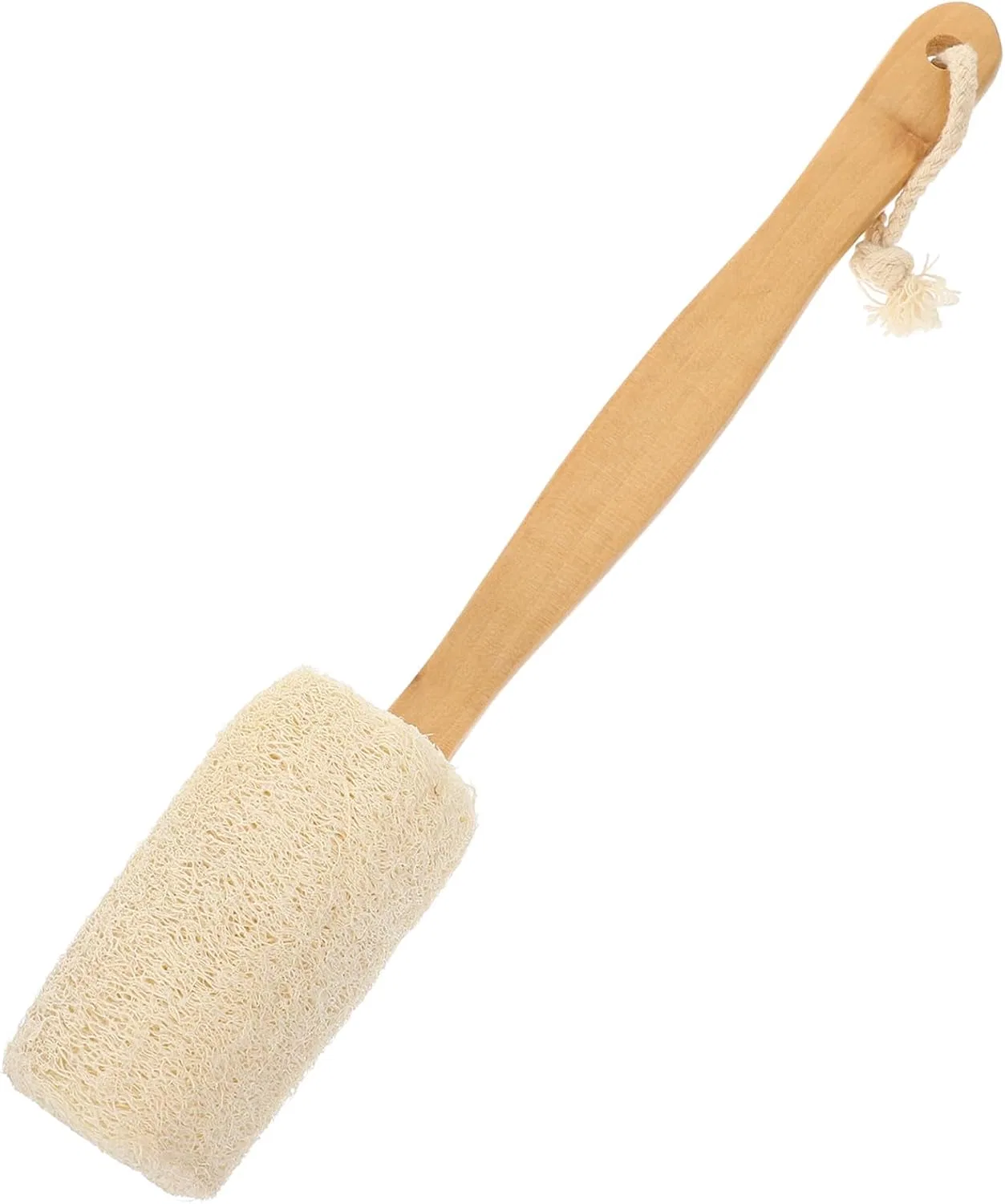 Щетка для душа из люфы с деревянной ручкой, CLISPEED, 40 см, Beige