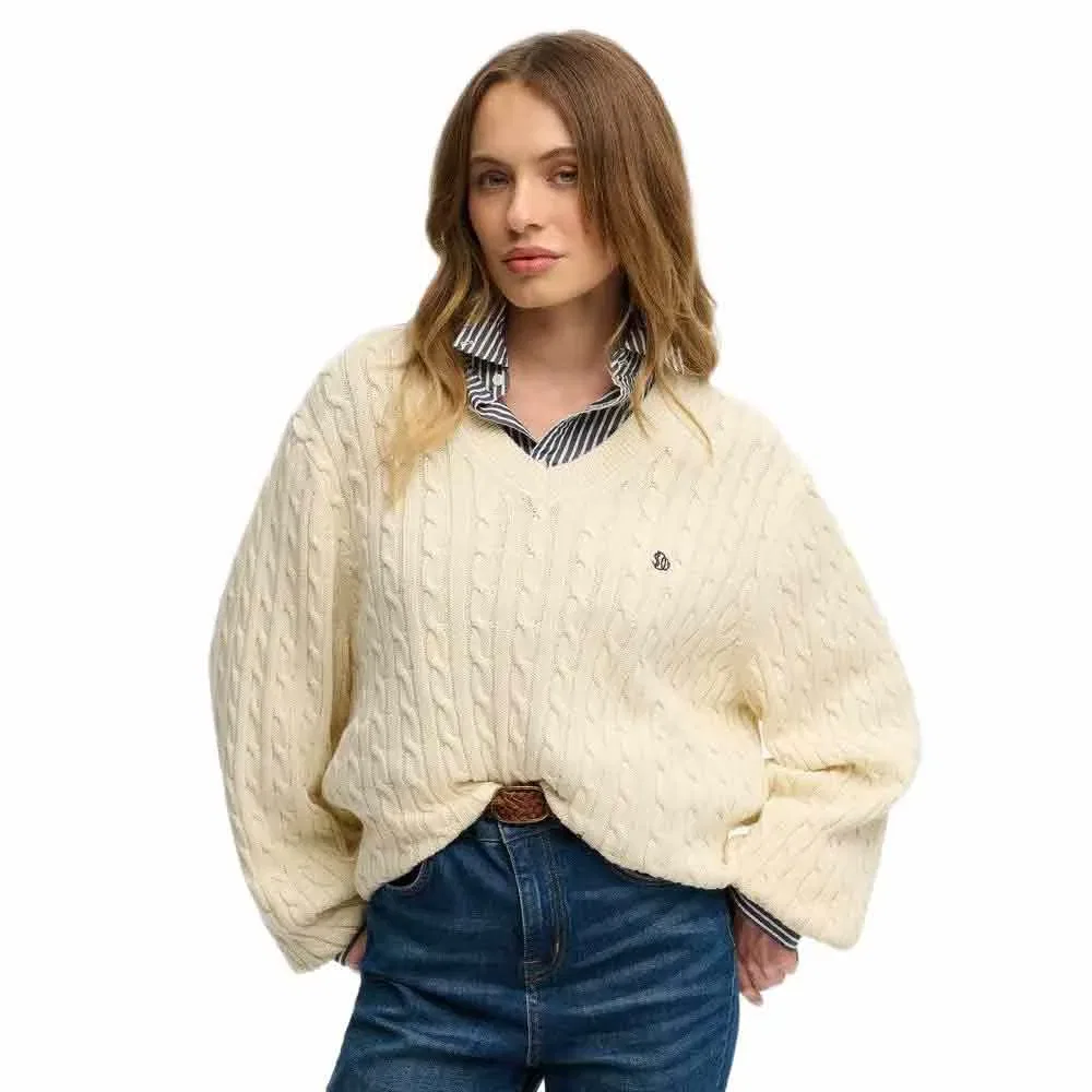 Свитер Oversized Cable V-neck Superdry, желтый