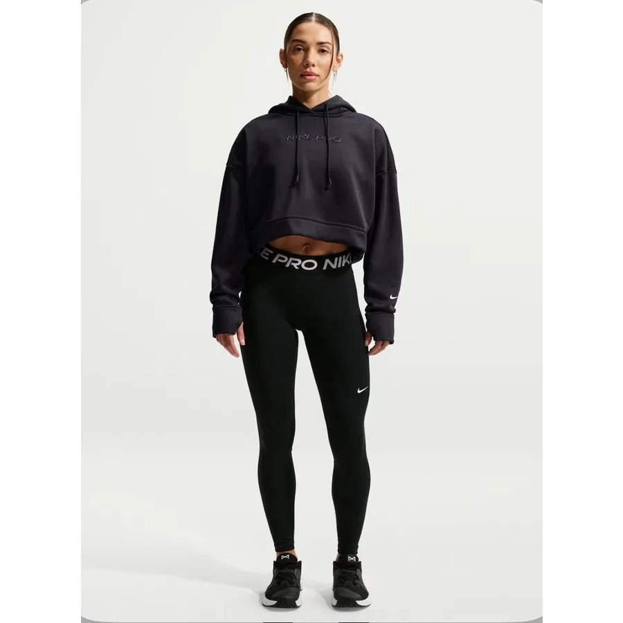 Женский свитшот с капюшоном Nike Pro Therma-Fit Fleece Hoodie, Черный — фото 3