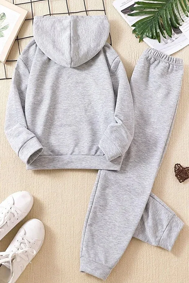 Детский комплект спортивного костюма для девочек с принтом Daxis Sportwear Company, Gray — фото 2