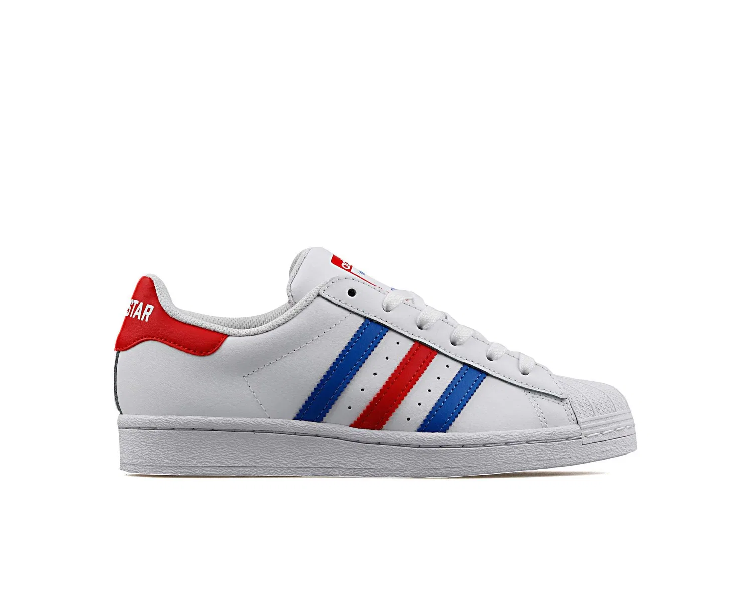 Детские кроссовки для мальчиков с контрастной подошвой Superstar J Adidas, White Blue Team Colleg Red — фото 2
