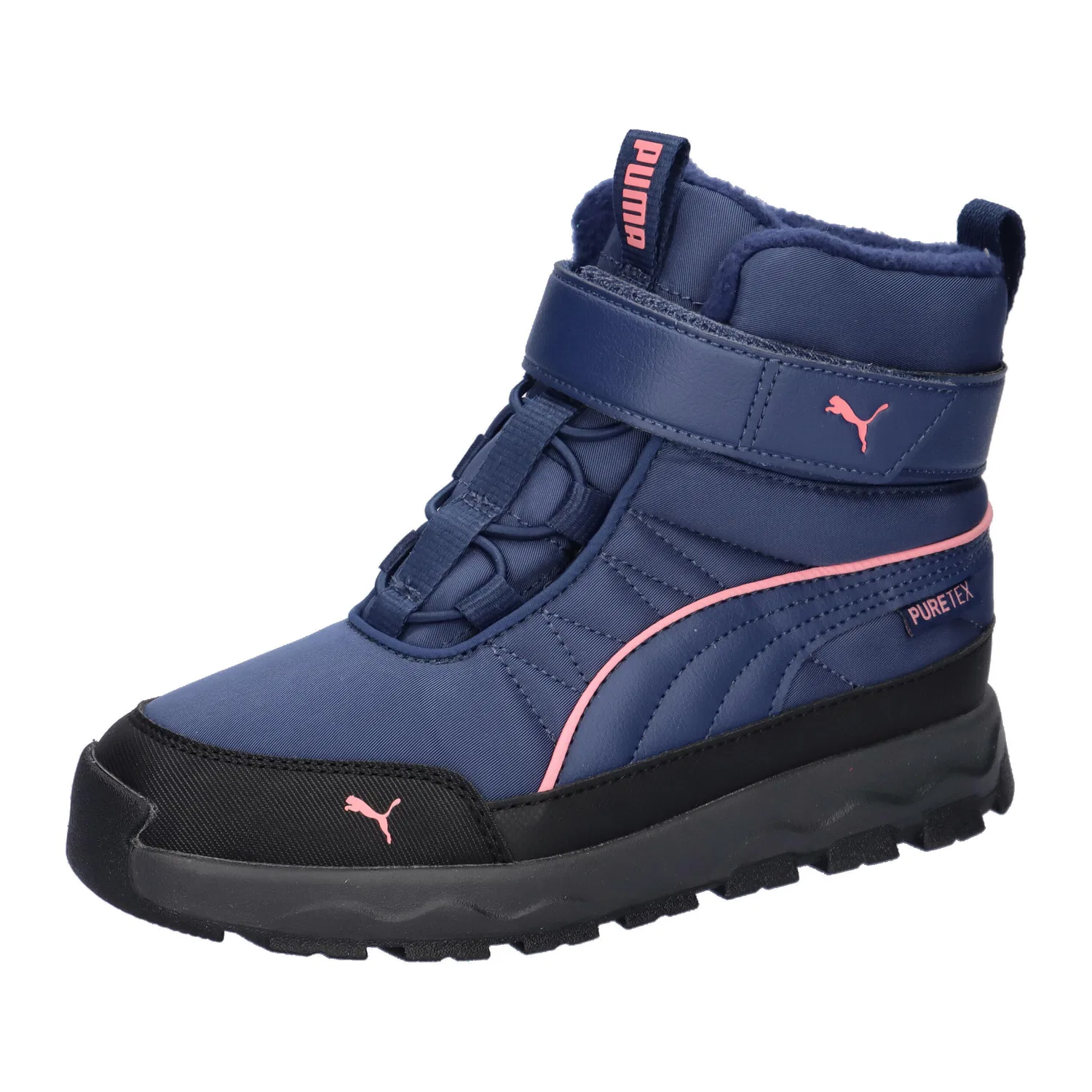 Детские зимние ботинки Puma Evolve Boot Puretex Jr, Цвет: Dunkelblau / Rosa / Schwarz