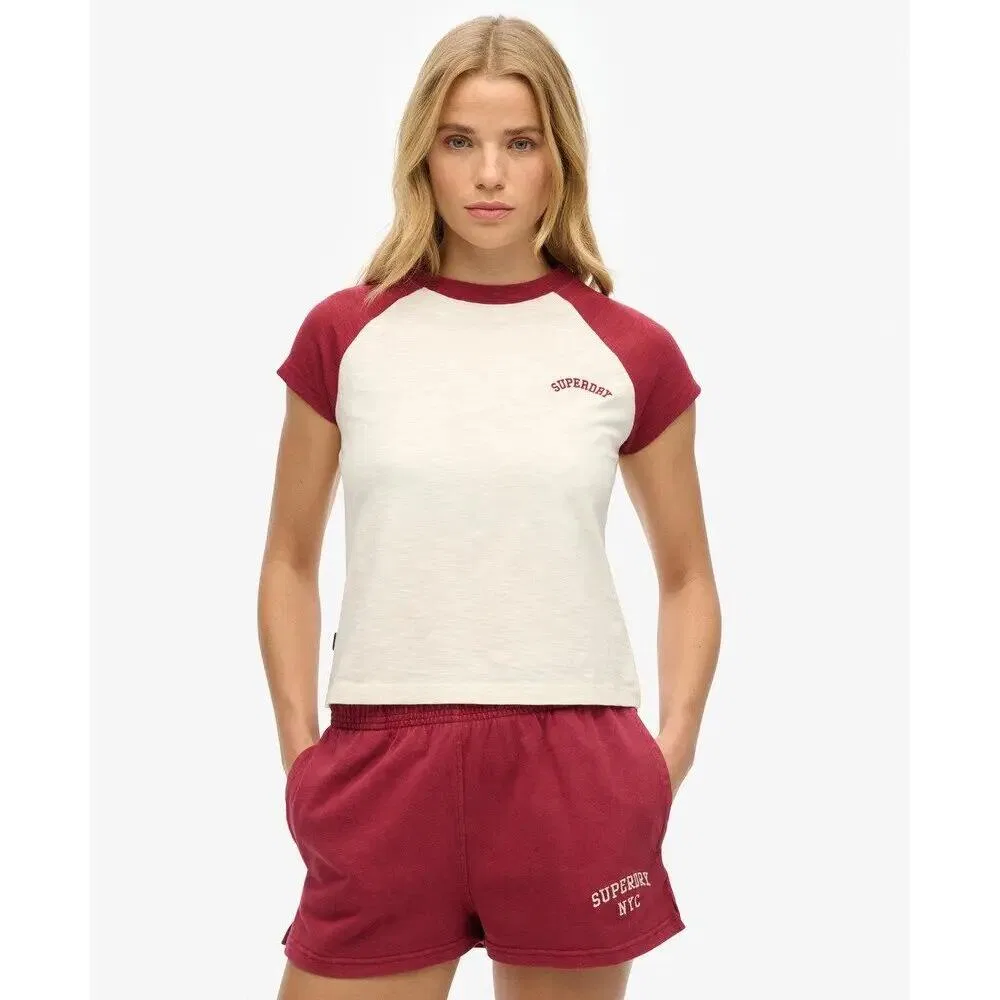 Женская хлопковая футболка с рагланом Superdry, Bordeaux