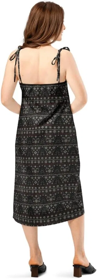 Женское платье-комбинация с готической ёлкой Tie-Strap Midi Slip Dress, White — фото 2