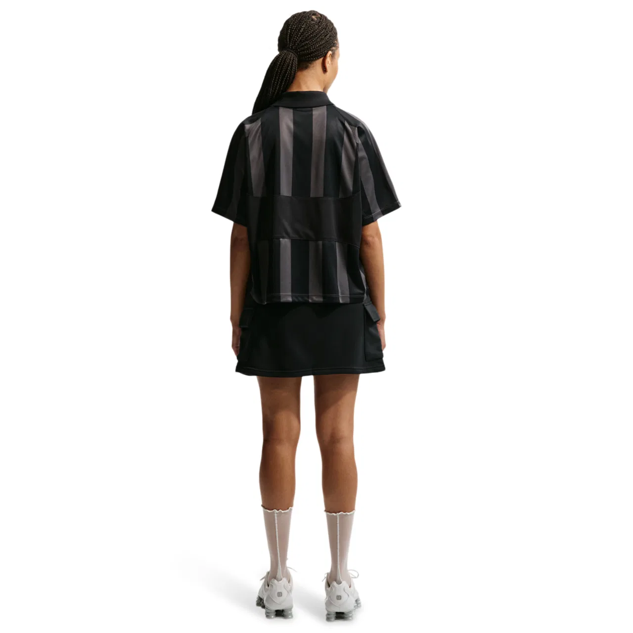 Женская футболка-поло Nike NSW Street Oversized SS Stripe Jersey, черный — фото 4