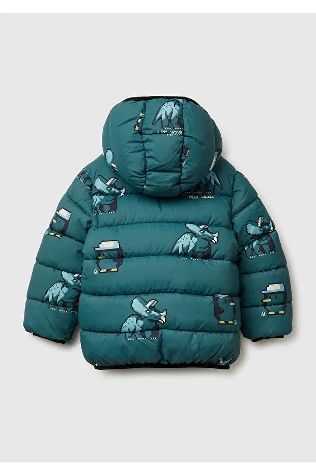Детское пальто для мальчиков с принтом United Colors Of Benetton, Dark Green — фото 2