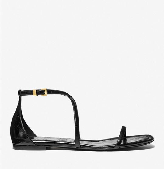

Сандалии с тиснением под крокодила Michael Kors Polly Crocodile Embossed Leather, черный