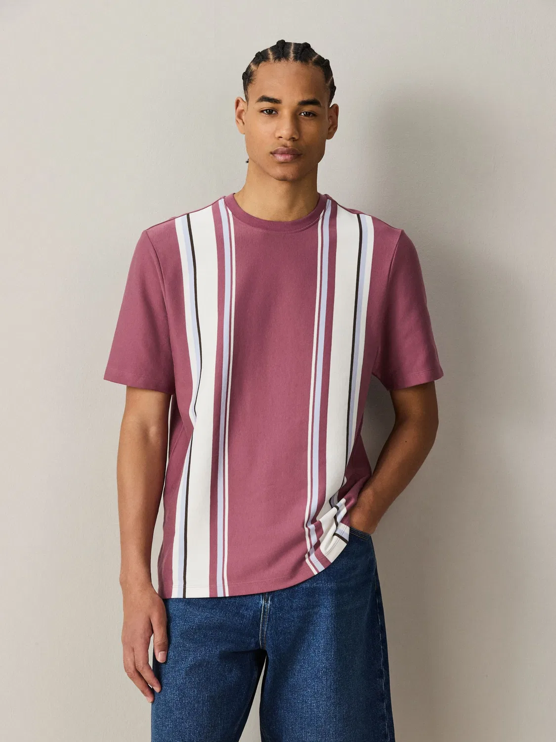 Футболка с вертикальной полоской Smart Vertical Stripe Next, Berry Pink