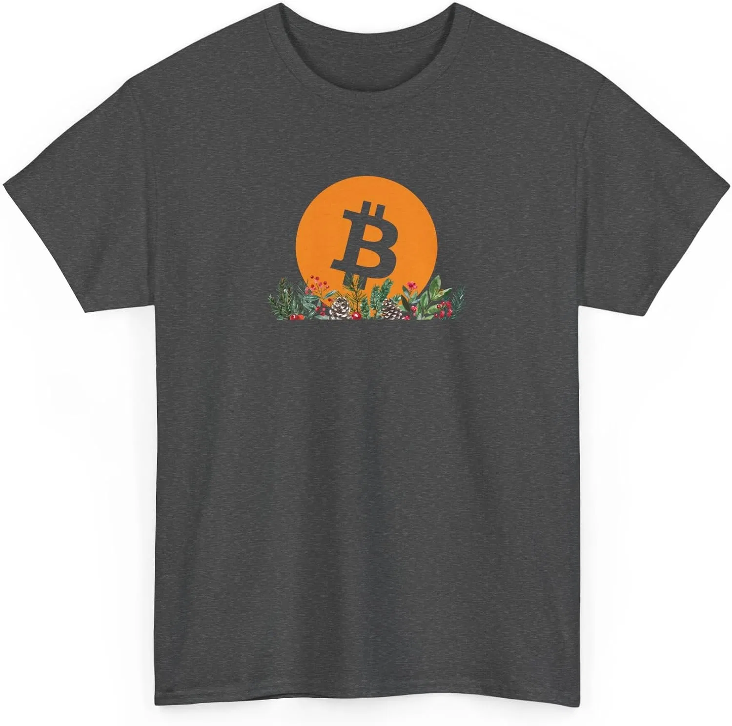 Футболка с принтом Bitcoin Christmas Gildan 5000, Dark Heather
