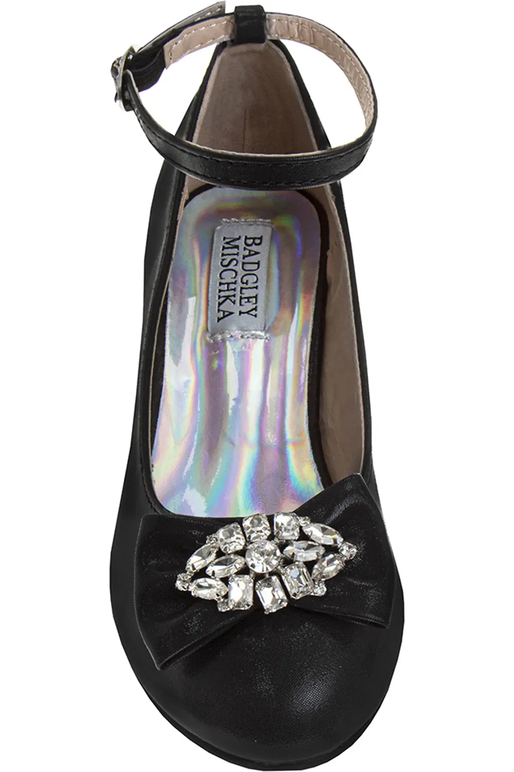 Туфли детские с бантом на щиколотке Badgley Mischka Collection, черный — фото 3