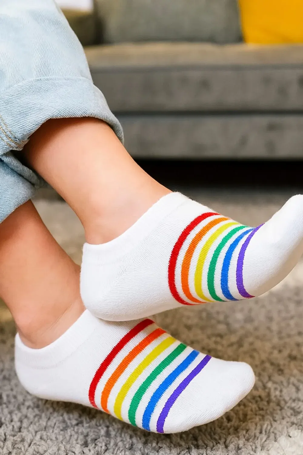 Детские хлопковые носки с принтом 3 Pack Rainbow Trainer Sock Snob, Multi — фото 4