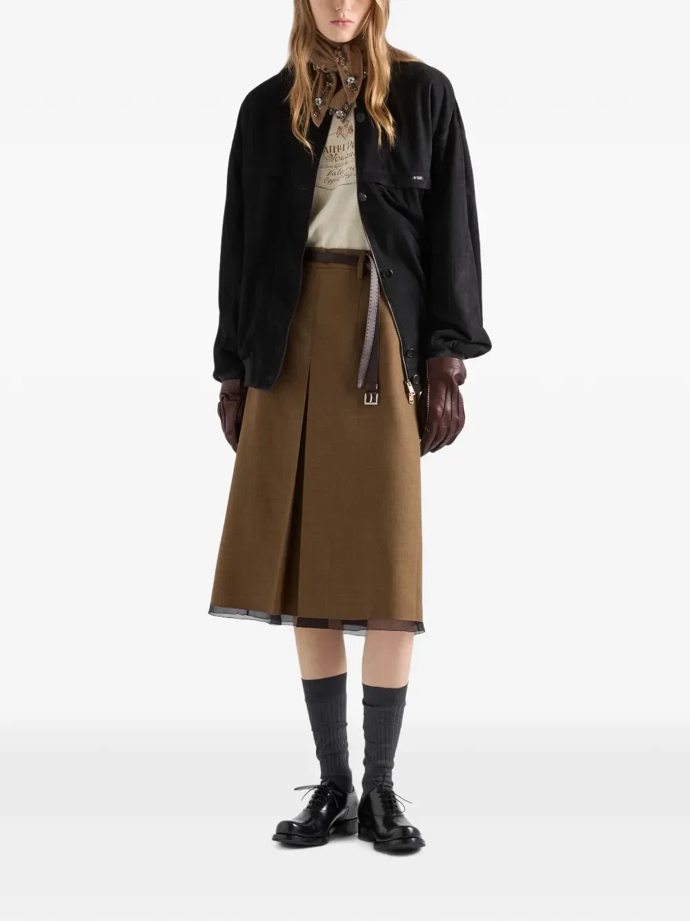 Футболка из джерси Prada, бежевый — фото 2
