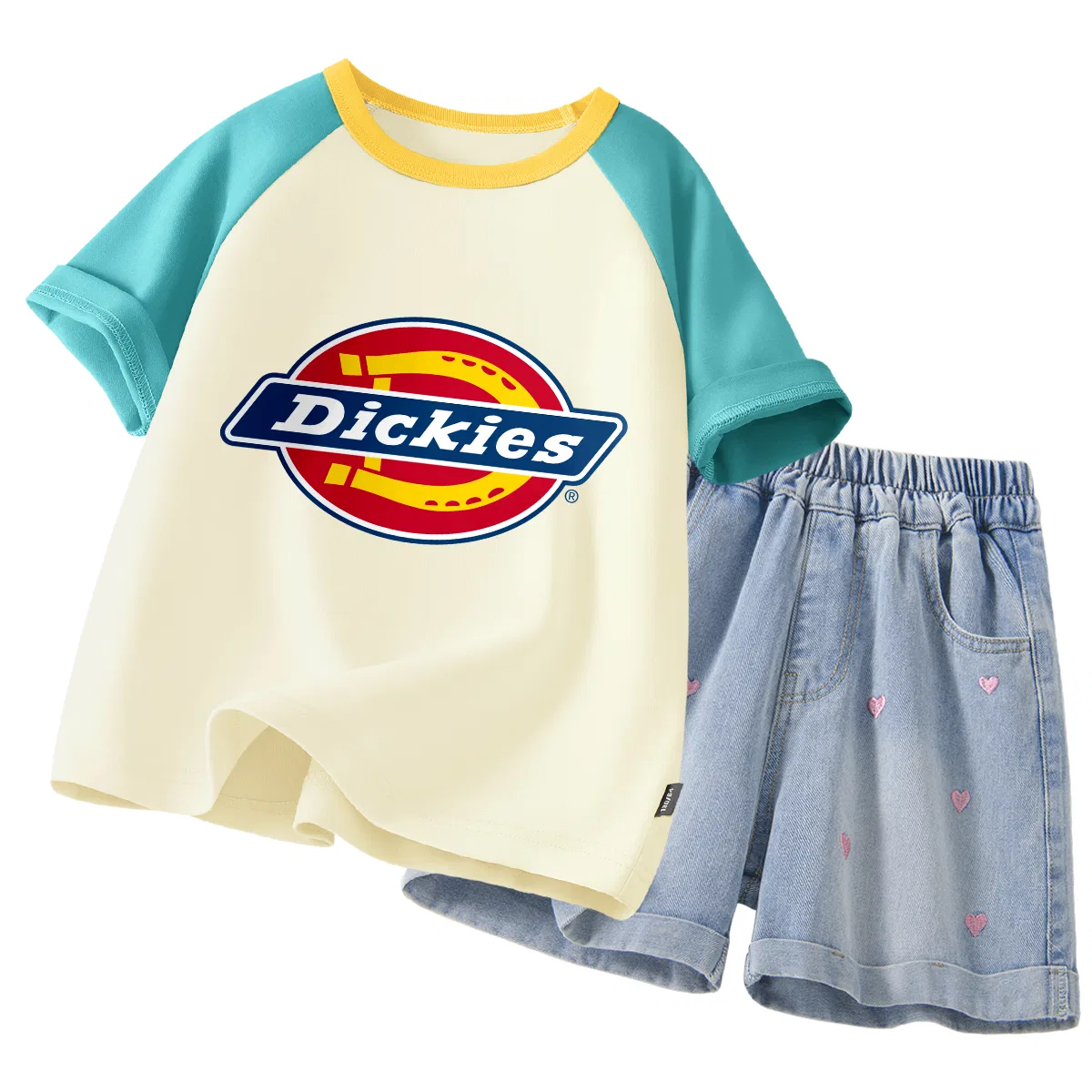 Детский спортивный комплект с принтом Dickies, Standard Milk Blue+Solid Color Denim Blue