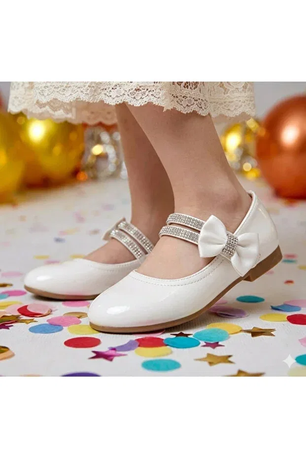 Детские туфли для девочек с бантом Patik Bebe, Белый — фото 3