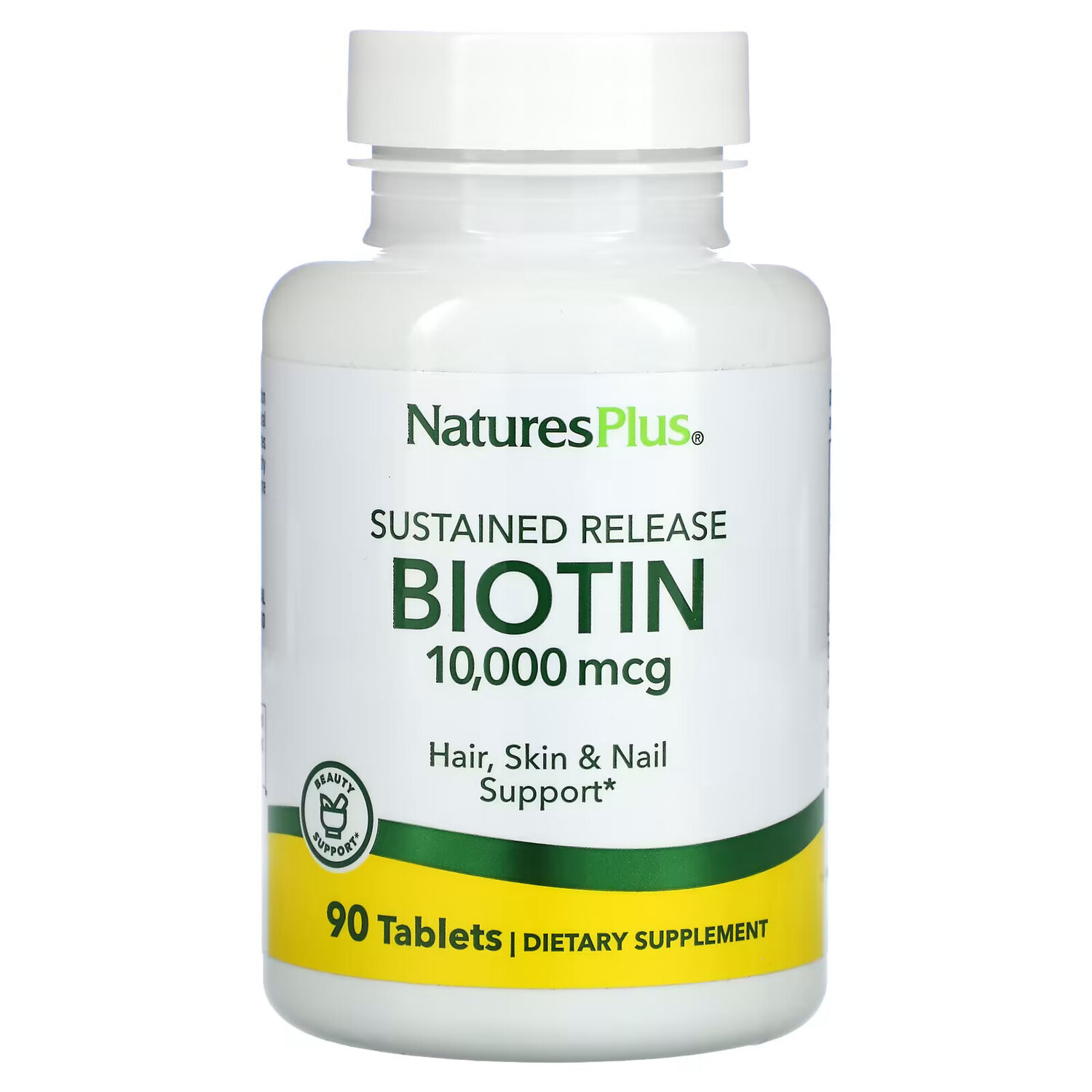 

NaturesPlus, биотин, длительное высвобождение, 10 000 мкг, 90 таблеток