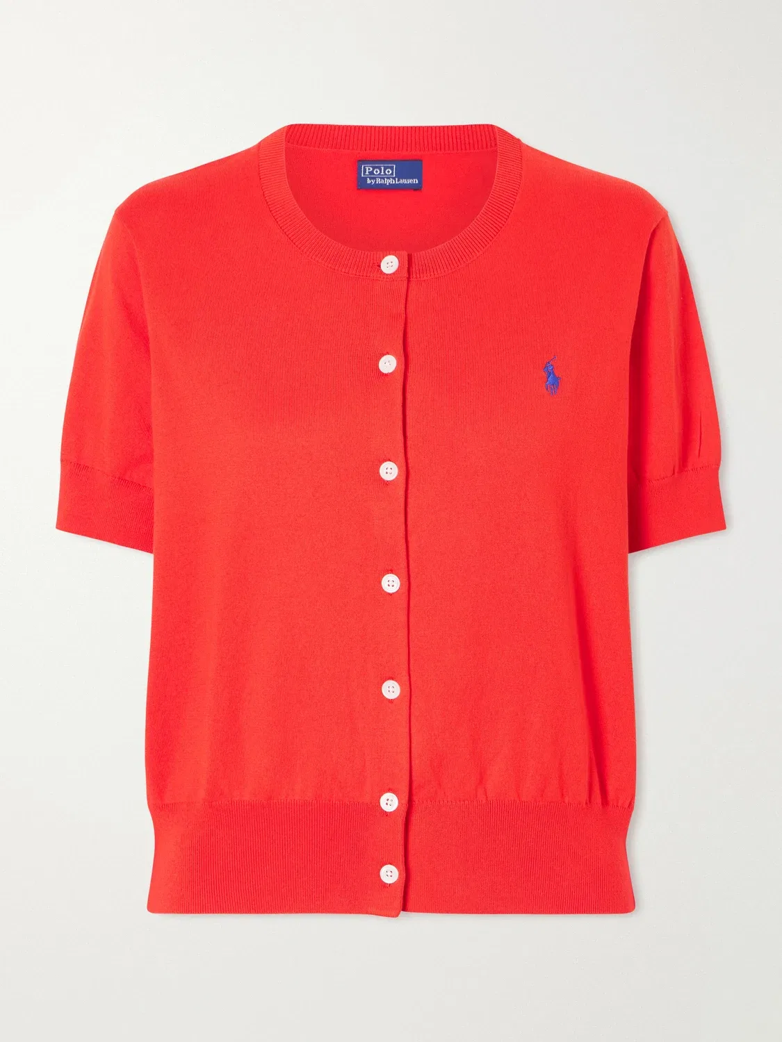 Кардиган с вышивкой логотипа из хлопкового смесового материала POLO RALPH LAUREN, красный