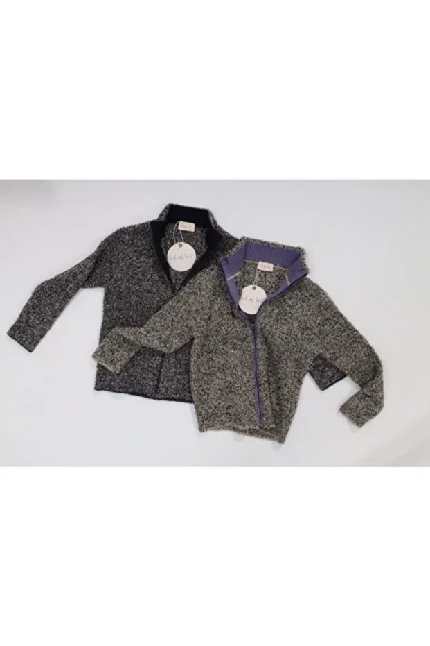 Детский кардиган на молнии для мальчиков Plain Kid Of Knit, Black Blend — фото 2