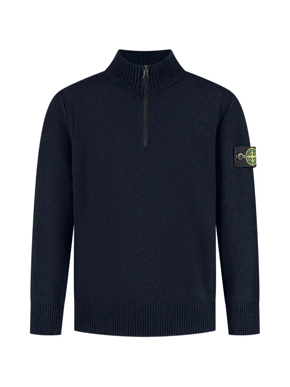 Свитер с короткой молнией и нашивкой-компасом Stone Island Junior, синий
