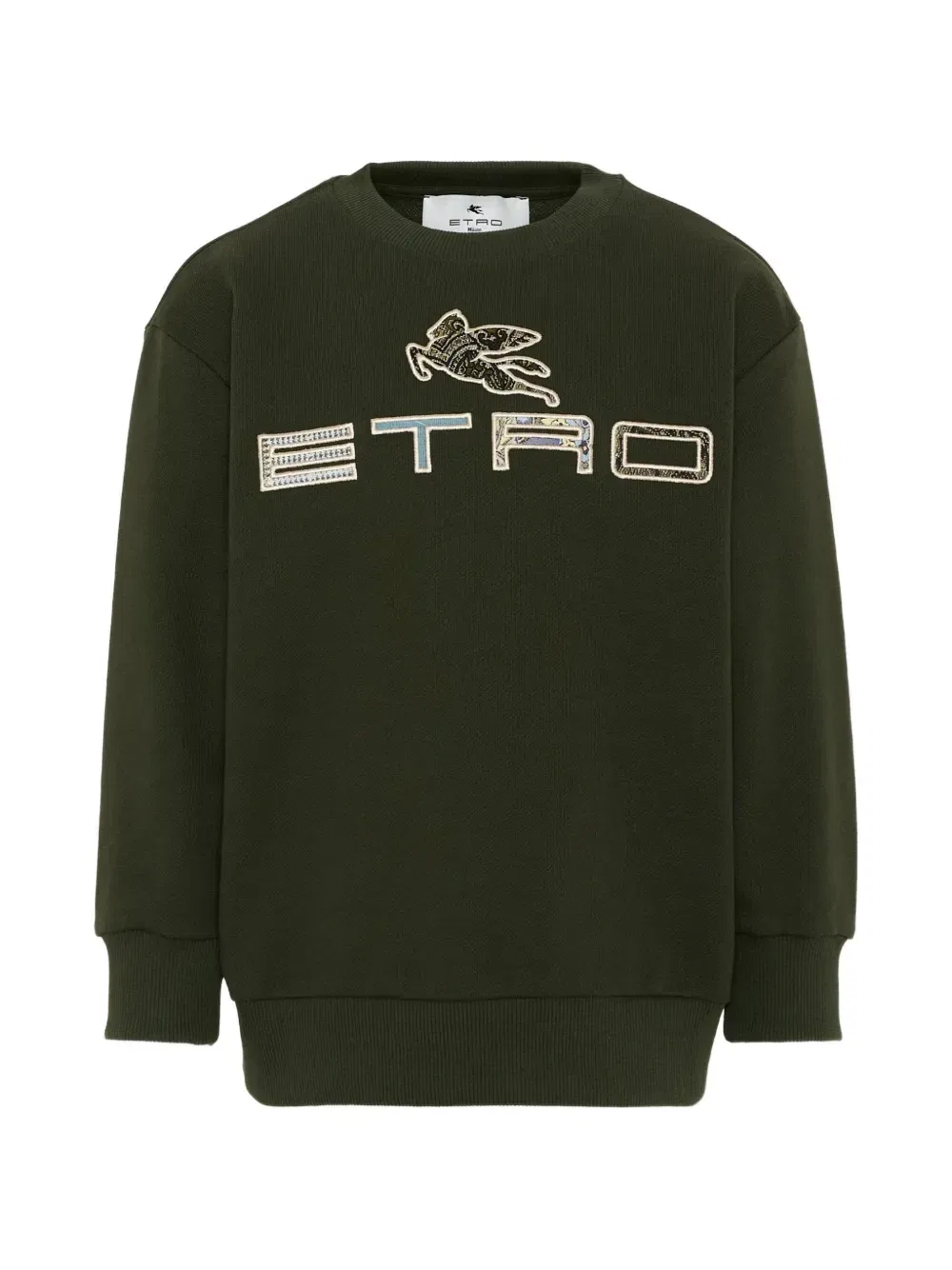 Свитер с нашивкой в виде логотипа Pegas Etro Kids, зеленый