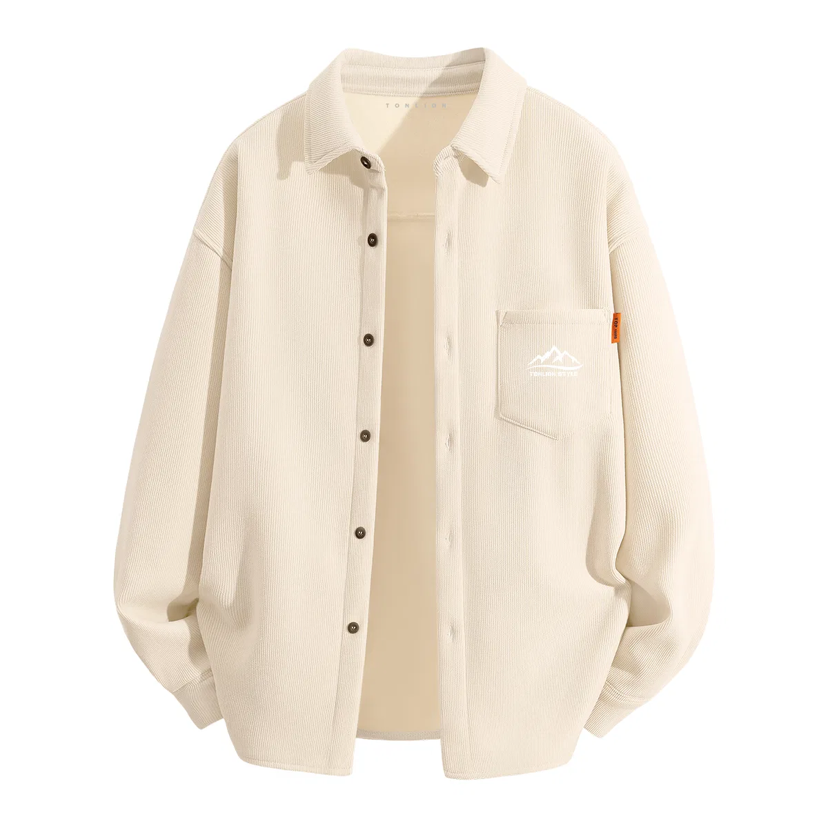 Детская рубашка свободного кроя из вельвета Tonlion, Light Beige
