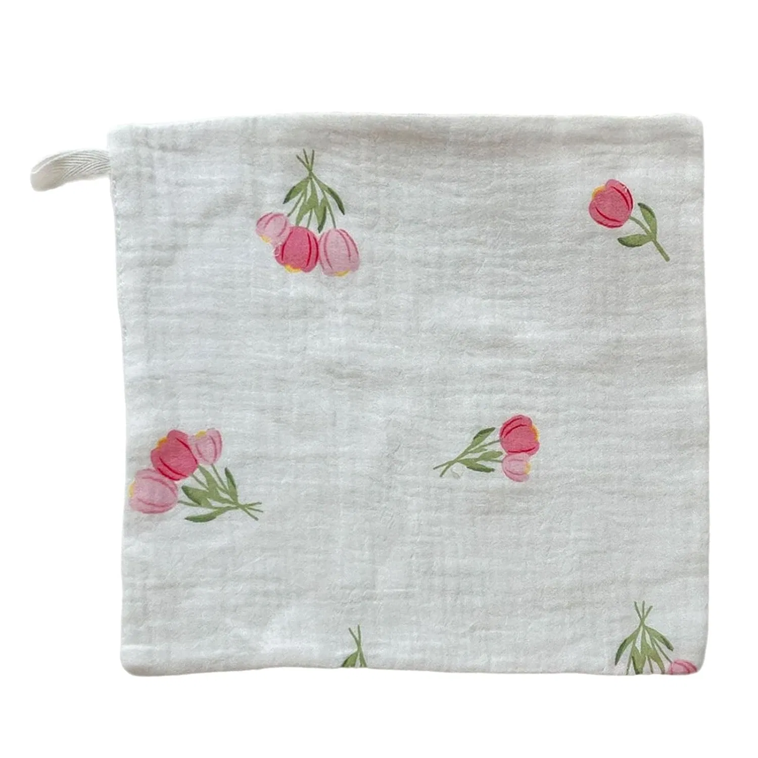 Многофункциональная пеленка для срыгивания, Xinsheinelry, 25x25 см, Tulips on white back
